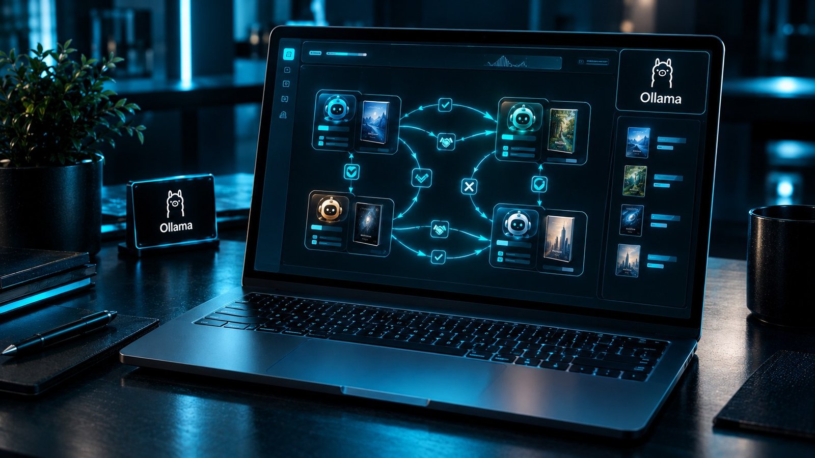 Schéma visuel de quatre agents locaux qui proposent et acceptent des échanges