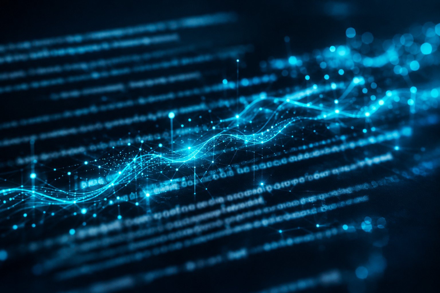 Motif statistique invisible intégré dans une suite de mots, représenté par un signal cyan